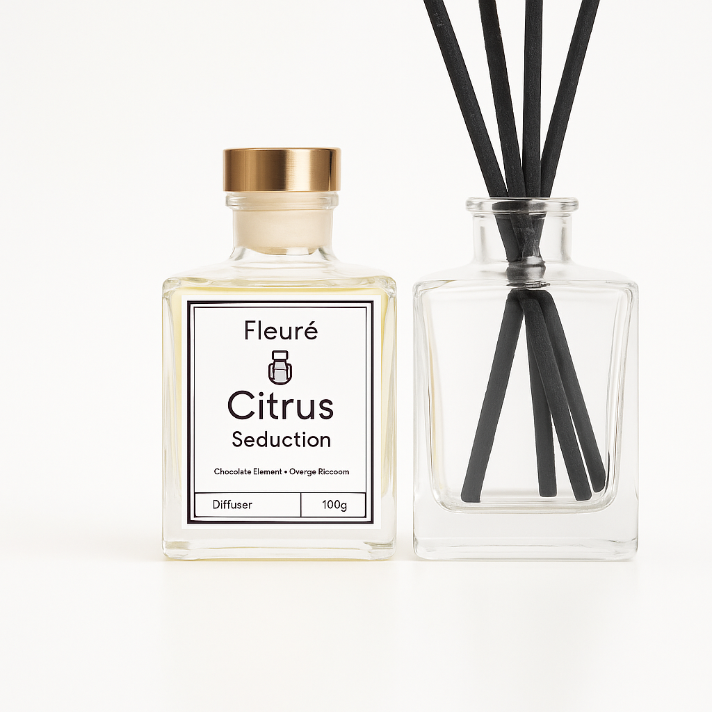 Citrus Seduction Diffuser – Vibrant Transparent Bottle Edition | Fleuré