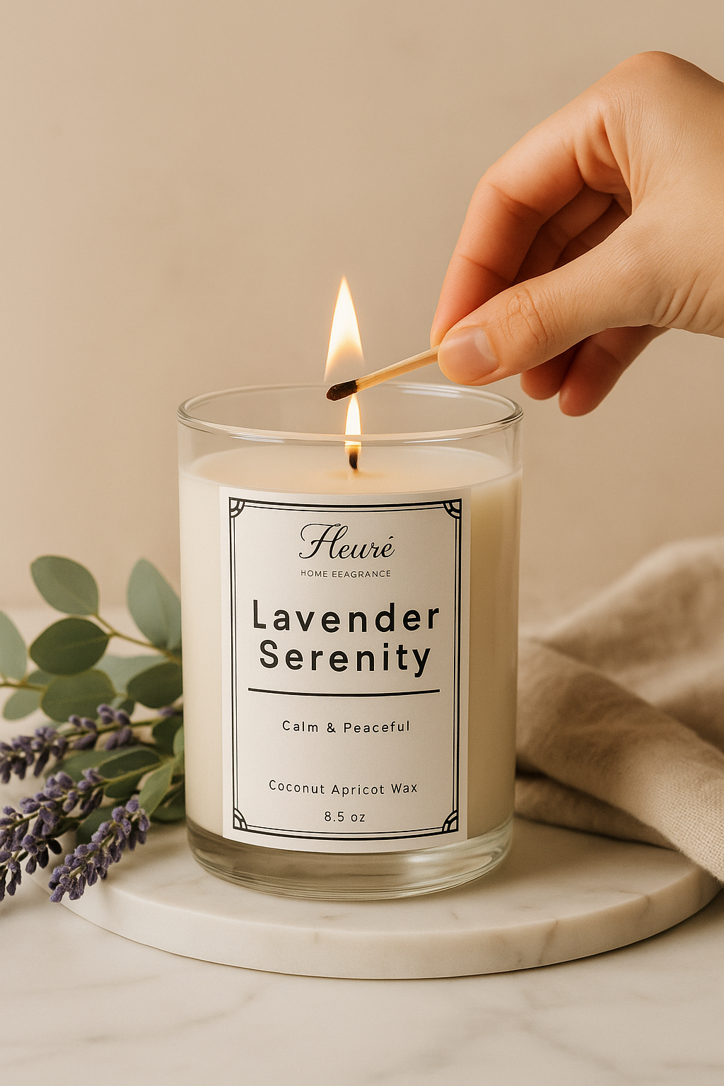 Lavender Serenity Candle – Calming Aromatherapy Candle | Fleuré